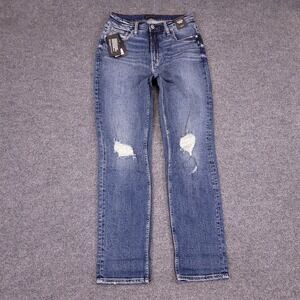 NWT Silver Jeans 90s Boyfriend 28x29 Actual Sz High Rise Stretch Indigo Denim